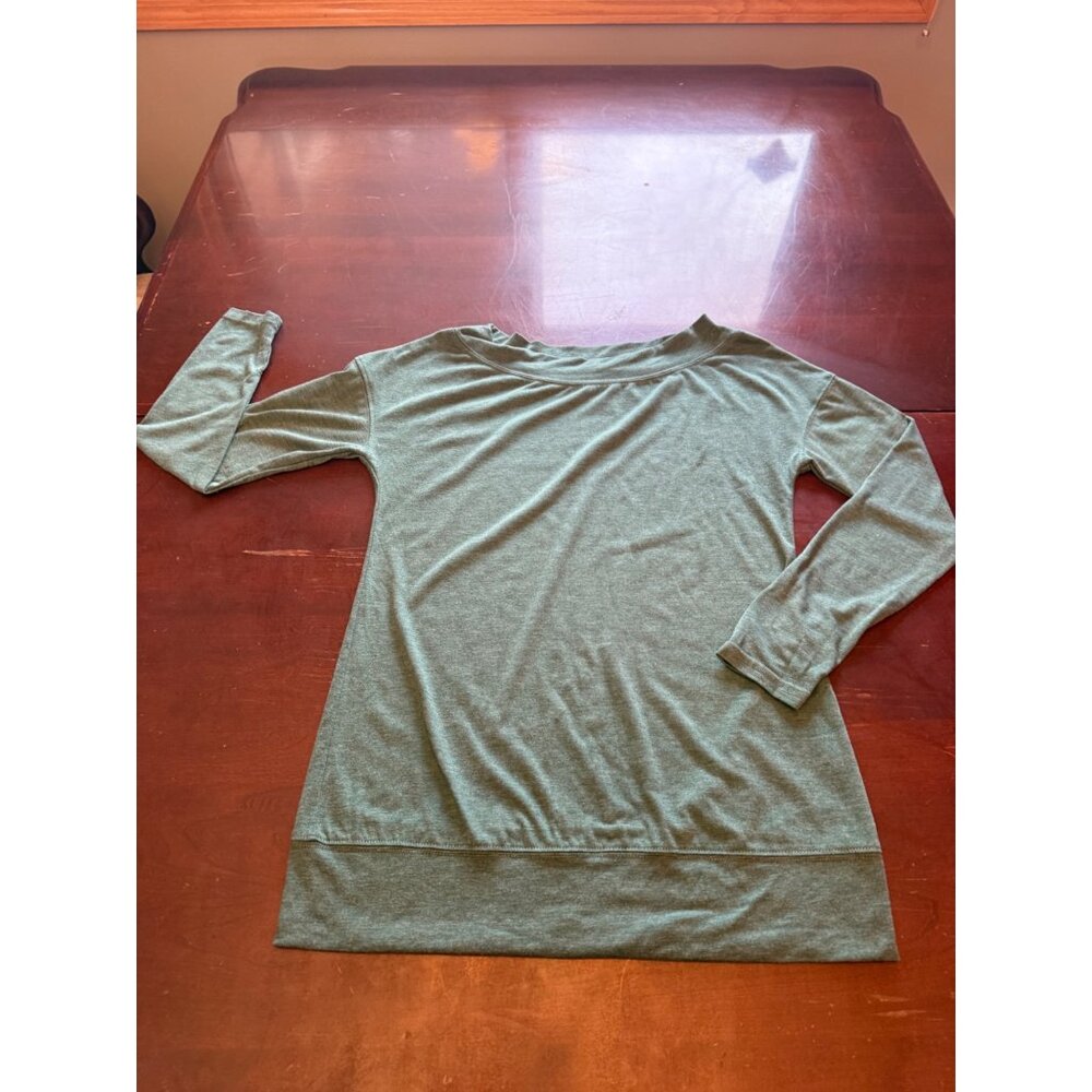 Long Sleeve Green Knit Top Womens Shirt